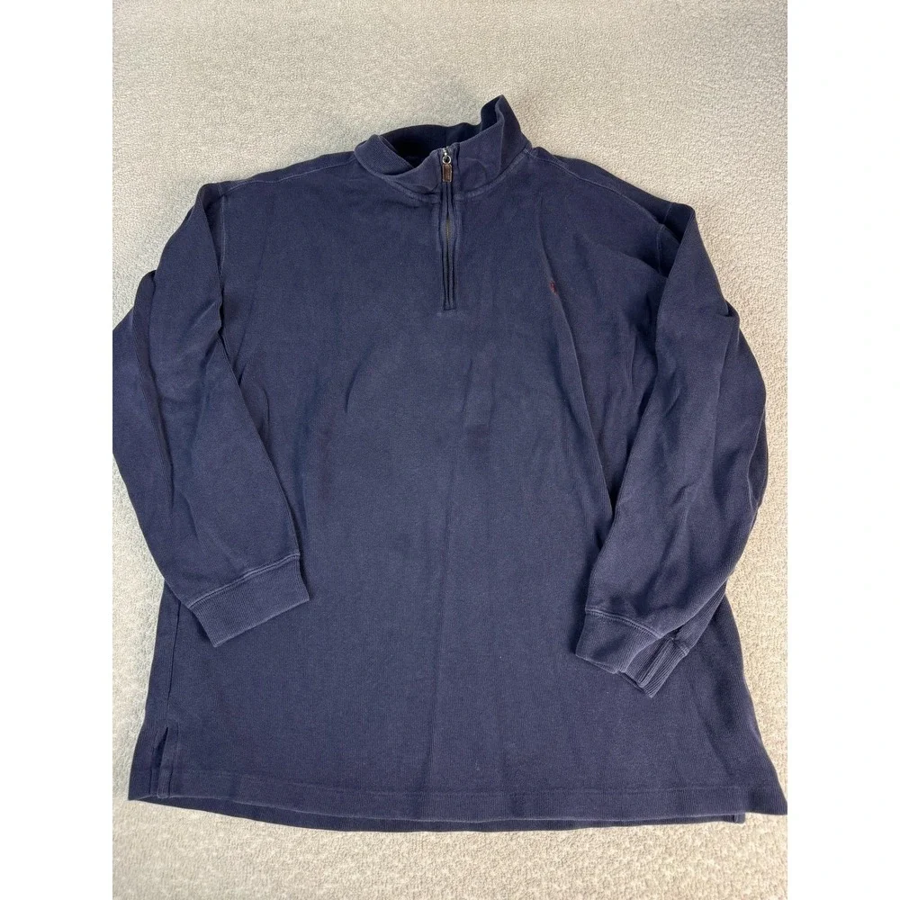 Polo‎ By Ralph Lauren Sweater Mens 2XLT Blue Quarter Zip Mock Neck Knit Pullover